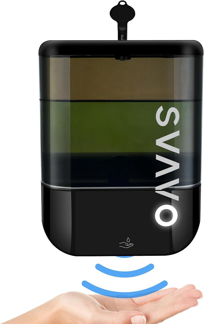 SVAVO Automatic Soap Dispenser Touchless, Hand Sanitizer Dispenser Wall Mount, Electric Sensor Battery Operated for Offices Home Kitchen Bathroom Hotel Restaurant Commercial, 34oz/1000ml Black