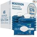 McKesson Washcloth Wipes for Adults, Scented (12 Pack, 576 Washcloths) Disposable Wash Cloths for Body - No-Rinse Formula with Snap Lid - Good for Incontinence and Elderly - 48 Wipes Per Pack
