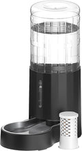 CZPET 2.5 Gallon Dog Water Bowl Dispenser with Filter (9.5L,Black) | With Stainless Steel Bowl Gravity Waterer, Large Capacity and Drinking Area Noise-Free for Pets