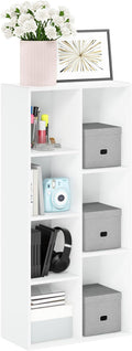 Furinno LUDER Book Shelf, 7-Cube Bookshelf, Bookcase with Open Shelves, 9.4 x 19.5 x 41.7, Easy Assembly, for Living Room, Bedroom, Home Office, White