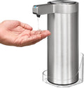 Automatic Soap Dispenser Stainless Steel with Sensor Infrared Soap Dispenser Electric IPX5 Waterproof USB-C Charging Motion Sensor for Kitchen & Bathroom (Silver - Wall Mount)