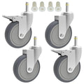RILIDRI 4-Inch Swivel Stem Caster, 7/16-Inch Stem Diameter Rubber Wheel, Heavy Duty TPR Replacement Wheels for Rubbermaid Mop Bucket Cart Grill Casters - 4 Pack (2 Brakes 2 Swivel)