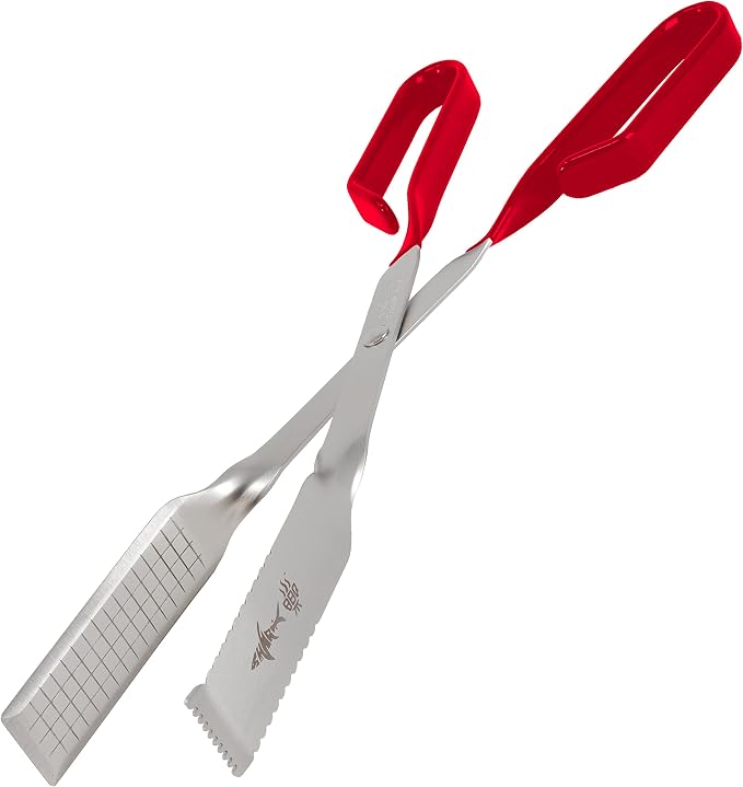 Grill Tongs for Steaks - 2-Pack Gift Set - 17" & 13" Professional Kitchen and Outdoor Grilling Utensil Set (Red)