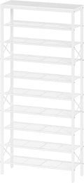 YATINEY 10 Tier Shoe Rack, Large Capacity Shoe Storage Organizer Holds 40 Pairs, Sturdy and Stable, for Entryway, Hallway, Closet, Dorm Room, White SS10WW