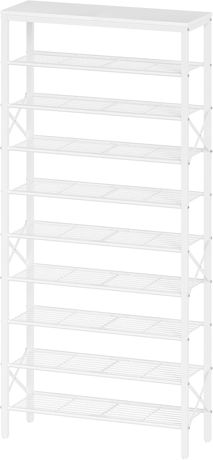 YATINEY 10 Tier Shoe Rack, Large Capacity Shoe Storage Organizer Holds 40 Pairs, Sturdy and Stable, for Entryway, Hallway, Closet, Dorm Room, White SS10WW