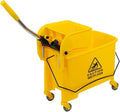 Commercial Mop Bucket on Wheels,Mop Bucket & Side Wringer Combo, Janitorial Cart Spring Wringer on Wheels Mop and Bucket with Wringer Set for Home & Industrial for Home Office Cleaning (1)