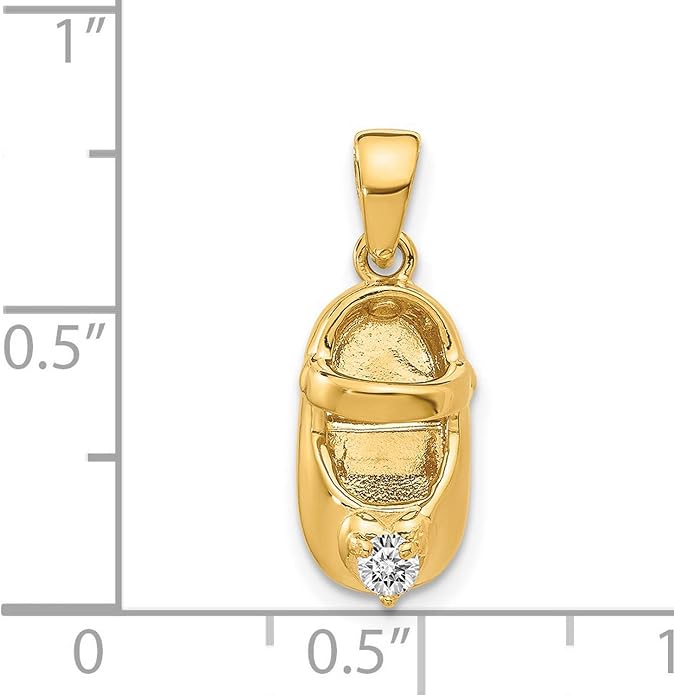 14k Yellow Gold Shoe Pendant with Diamond Accent, Polished Finish, Symbolic Fine Jewelry Charm for Women