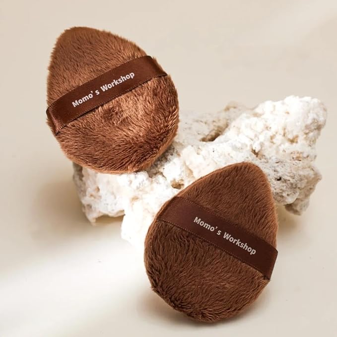 Momo's Workshop Powder Puff 2Pcs Long Fluffy Egg Powder Puff for Powder & Blush