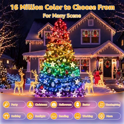 Ollny 500 LED Smart Christmas Cluster Lights, 16.4FT App & Remote Control
