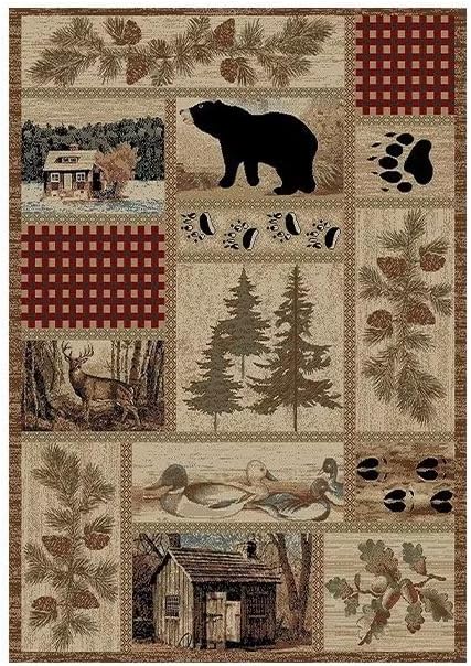 Wildlife Elk Bear Print Area Rugs 4x6 Feet Cabin Moose Deer Rugs for Laundry Room Dining Room Entrance Non-Slip Lodge Bear Indoor Decorative Carpet