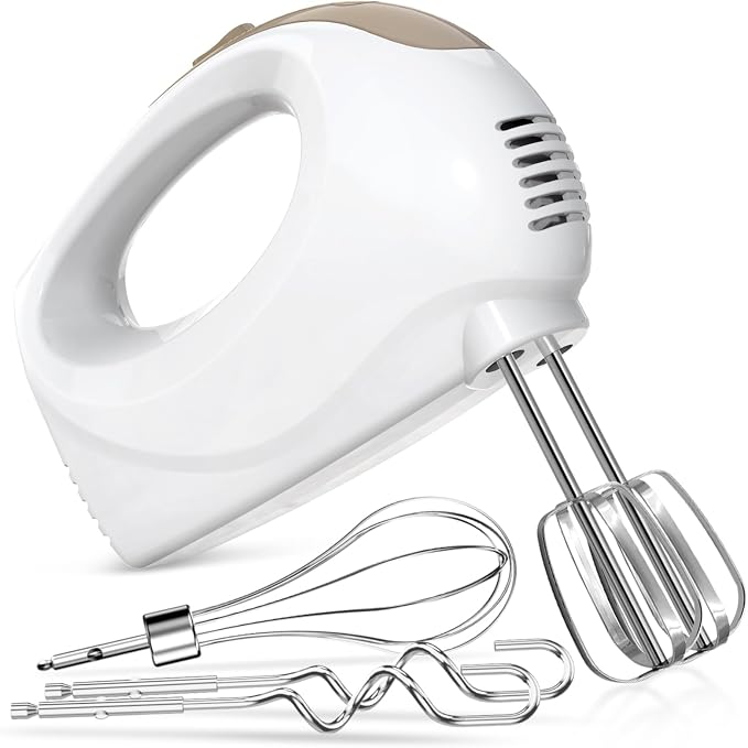 Handmixer Electric Handheld - 5 Speed Portable Kitchen Mixer Electric with 5 Stainless Steel Accessories Whisk, Food Beater for Whipping Mixing Cookies