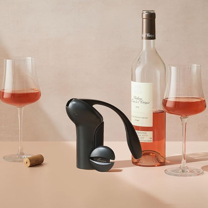 Rabbit Vertical Corkscrew Wine Opener with One-Pull Lever Design, Easy Manual Operation, Includes Foil Cutter and Durable Stainless Steel Spiral