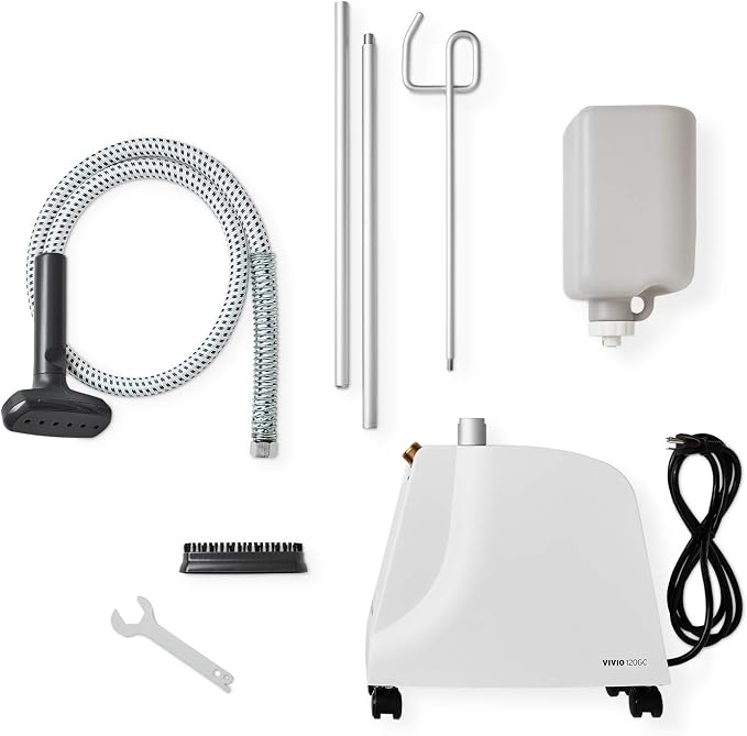 Reliable Vivio Professional Garment Steamer, Brass Element, Brush, 1300W | Professional standing steamer for clothes, 2 hours continuous steam, Remove wrinkles, Hose Fabric Cover, Anti-spill Cap