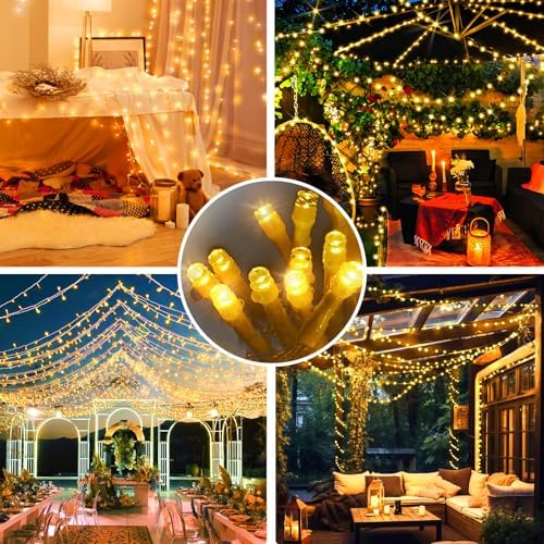 SAUIRS 403FT 1000 LED Christmas Lights Outdoor String Lights with 8 Modes Timer Waterproof Fairy Light Plug in for Outside Indoor Party Xmas Palm Tree Yard Wedding Decorations(Warm White)