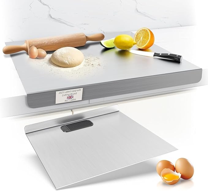 Stainless Steel Cutting Board, Kneading Board Baking Board, Countertop Chopping Boards for Meat, Fruits, Vegetables, and Bread, Easy To Clean (19.7"X27.6")