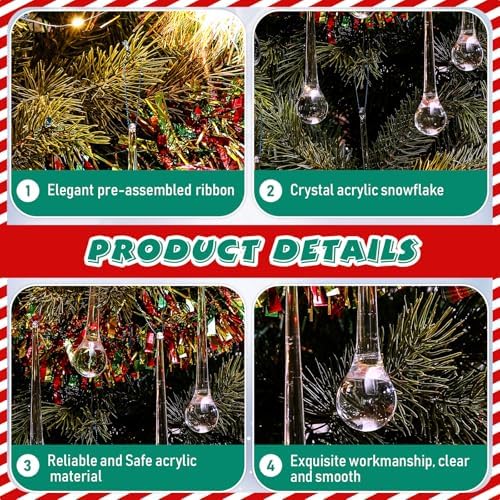 Syhood 100 Pcs Crystal Christmas Tree Ornaments, Waterdrop