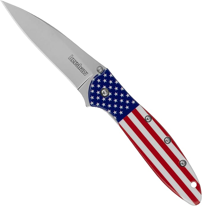 Kershaw Leek, BlackWash Pocket Knife (1660BLKW); 3 Sandvik 14C28N Steel Blade, 410 Stainless Steel Handle, BlackWash Finish, SpeedSafe Assisted Open, Frame and Tip Locks, Reversible Pocketclip; 3 OZ