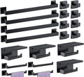 Bathroom Hardware Set 20 Piece Matte Black Bathroom Accessories Set SUS304 Towel Bar Set Includes 4 Towel Bar 24 Inch+4 Towel Holder+4 Toilet Paper Holder+8 Towel Hooks (20, Matte Black)