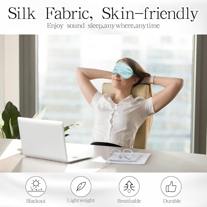 Coume Silk Sleep Mask Eye Coverings for Sleeping Smooth Soft Eye Covers Mask with Elastic Strap for Sleeping Blocking Lights Travel Relax (32), One Size