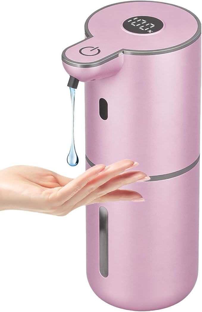 OHIFAST Automatic Liquid Soap Dispenser Touchless, USB Rechargeable Smart Hand Soap Dispenser, 6-Level Adjustable, 12.8oz/380mL Wall Mounted for Bathroom Kitchen Accessories Dish Soap-Rose Gold