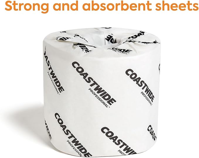Staples Coastwide Toilet Paper - 1 - Ply, White, Unscented, 96 Rolls/Case, 1,000 Sheets/Roll, Septic Safe, Durable and absorbent