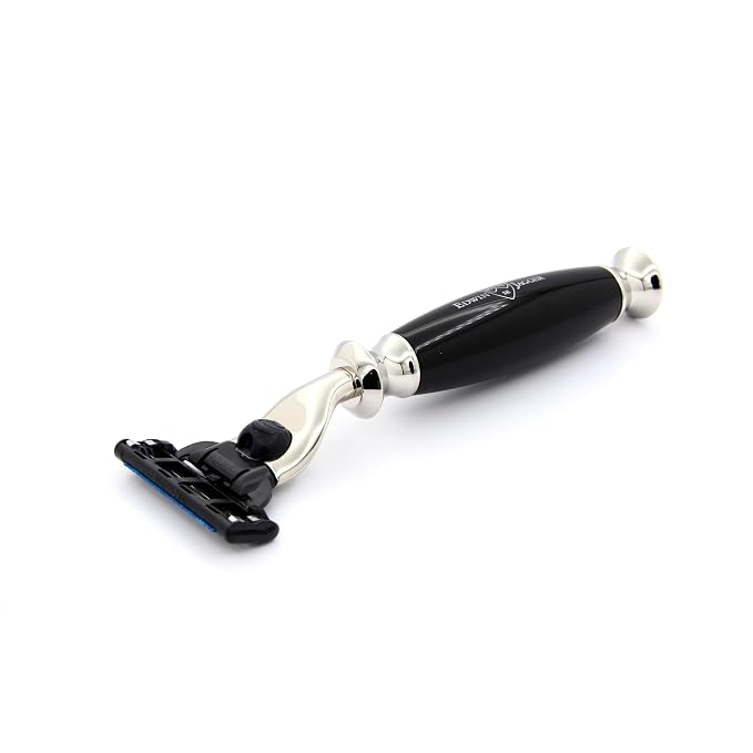 Edwin Jagger S81M586BAMZ Imitation Ebony & Nickel Classic Shaving Set with Pure Badger Shaving Brush, Mach 3 Razor and Shaving Bowl for Shaving Cream or Soap for Men and Women