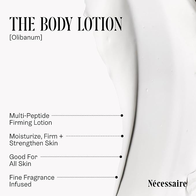 Nécessaire The Body Lotion Olibanum - Multi-Peptide Moisturizer - Firming Body Lotion for Women + Men. 2.5% Niacinamide. Non-Comedogenic + Hypoallergenic for Sensitive Skin - 15.2oz