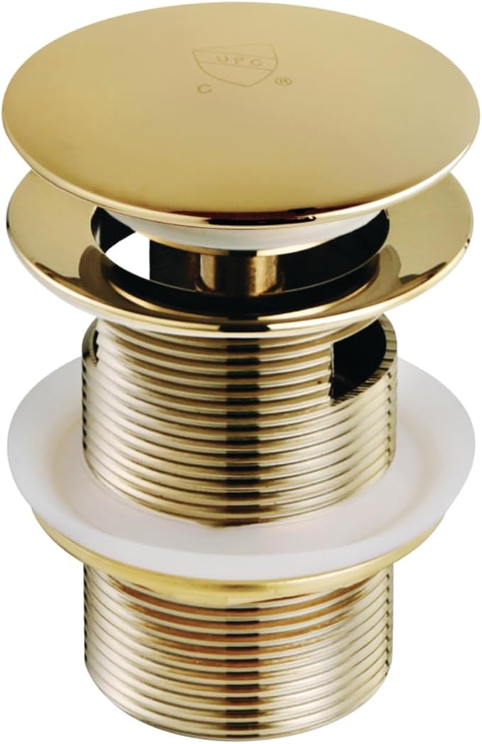 Kingston VTDESHOEPB Toe-Touch Tub Drain with Overflow, Polished Brass | Trimscape collection; Fabricated from solid brass for reliability; Toe touch drain for easy operation
