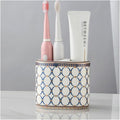 Toothbrush Rack Countertop Ceramic Toothbrush Box Bathroom Counter Storage Box Blue Toothpaste Box Can Hold Toothpaste Toothbrush and Comb Bathroom Toothbrush Holder(B), S11.3cm