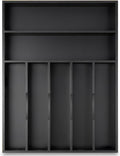 Besilord Silverware Organizer Kitchen Drawer Organizer Utensil Organizer Bamboo Silverware Holder Cutlery Organizer in Drawer Flatware Organizer Tray(7 slots, Black