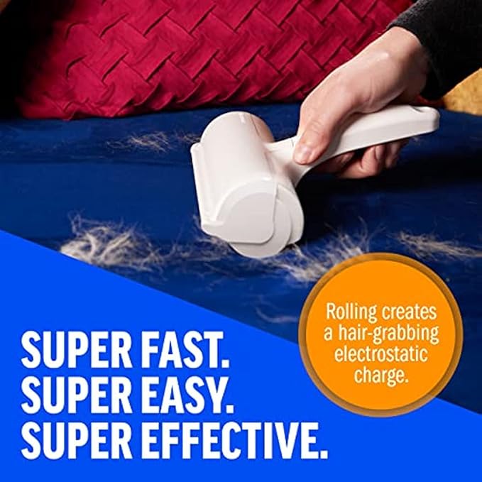 ChomChom Roller Pet Hair Remover and Reusable Lint Roller - Original White, Black Cat and Dog Hair Remover