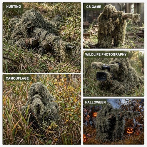 DoCred 5-In-1 Ghillie Suit, 3D Camouflage Hunting Suits