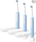 Oral-B Rechargeable Electric Toothbrush, iO3 Limited Deep Clean, 3 Cleaning Modes, Visual Pressure Sensor to Protect Gums, 2 Brush Heads, Travel Case, ICY Blue (Pack of 3)