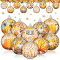 Outus 16 Pcs Fall Ornaments for Tree Autumn Thanksgiving Ball Decorations Pumpkin Maple Leaf Hanging Ornament for Fall Autumn Harvest Home Fireplace and Holiday Party Supplies