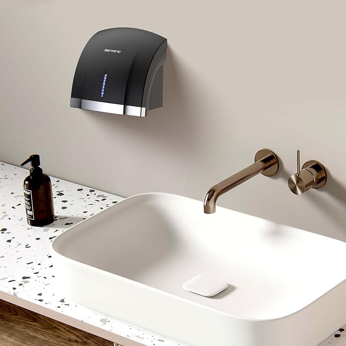 Commercial Hand Dryer Electric Compact Hand Dryer for Bathrooms Commercial 1800W High Speed Hand Dryer with Hot Cold Air and Noise Reduction 110V Silver