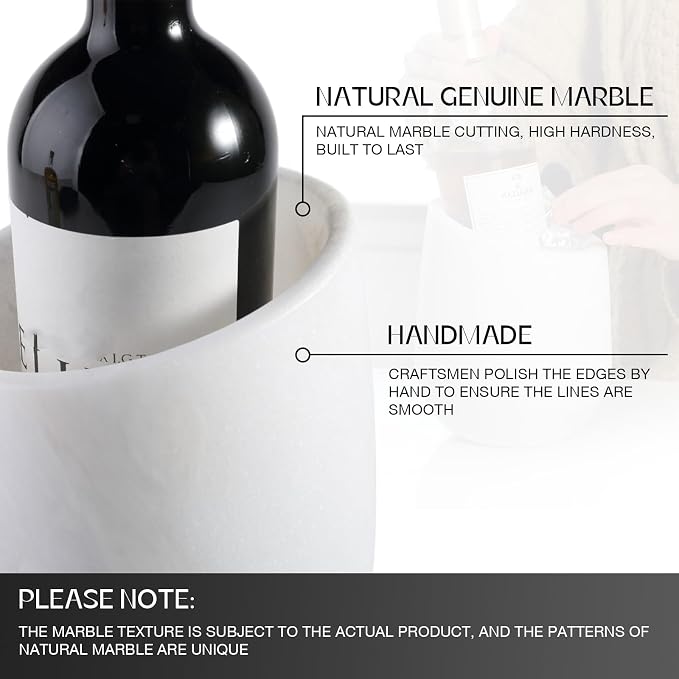 BCS Marble Wine Bottle Chiller Bucket - Versatile Wine & Champagne Chillers for Bottles - Applicable to Kitchen Utensil Holder That Also Serve as Lamp Shade