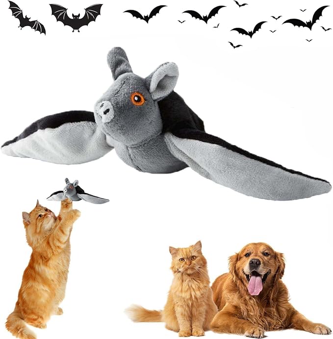 Flying Bat Dog Toy,Flying Bat Toy for Dogs & Cats，1PCS | Flapping Bat Toy with Chirping Engages Cats and Dogs,Mimics Real Flying Motion,Flapping Wings Interactive Pet Toy