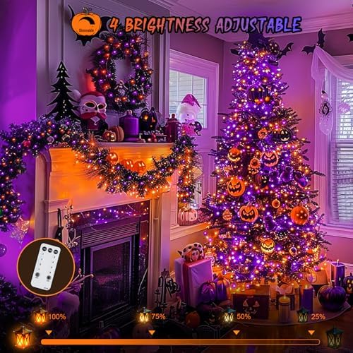 JMEXSUSS 600 LED Halloween Lights Outdoor, Orange Purple Halloween Lights
