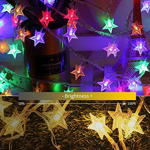 Star String Lights Plug in - 33 ft 100 LED Star Fairy String Lights with Remote and Timer, Waterproof for Bedroom Porch Wedding Party Patio Garden Tent Indoor Outdoor Décor, Warm White, Multicolor