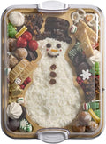 Farberware Build-A-Board Snowman Shaped Bamboo Serving Board with Clear Lid, Make and Take Holiday Charcuterie and Dessert Tray