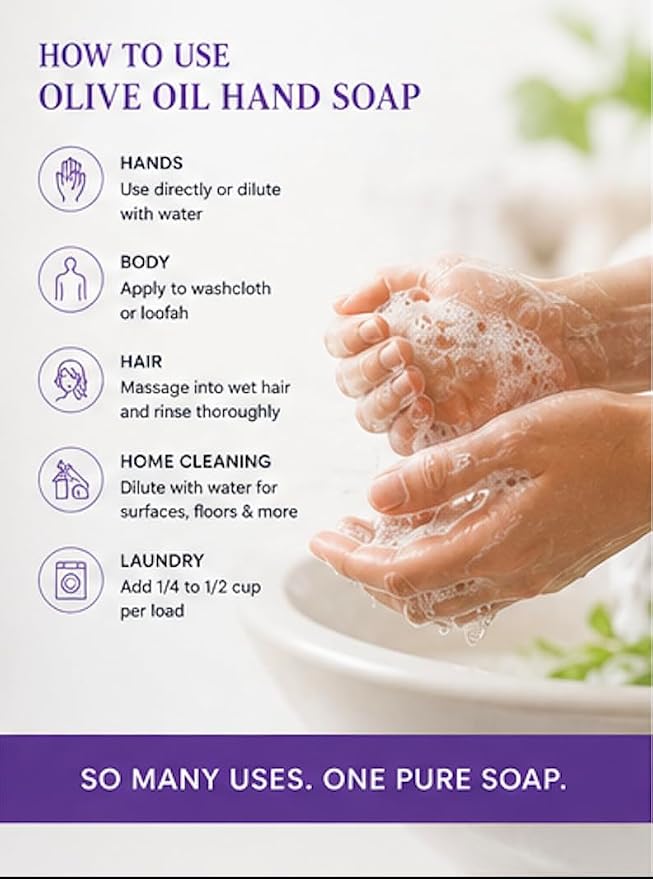 Brittanie's Pure Organic Castile Liquid Olive Oil Soap Refill, Lavender 1 Gallon | Face, Body Wash, Laundry, Dishes, Pets | Vegan & Gluten Free Non-GMO