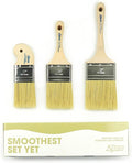 Zibra 3-Piece Top Coat Paint Brush Set with Flat Paint Brushes for Top Coating, Flat Surfaces, and Walls, 3 Sizes