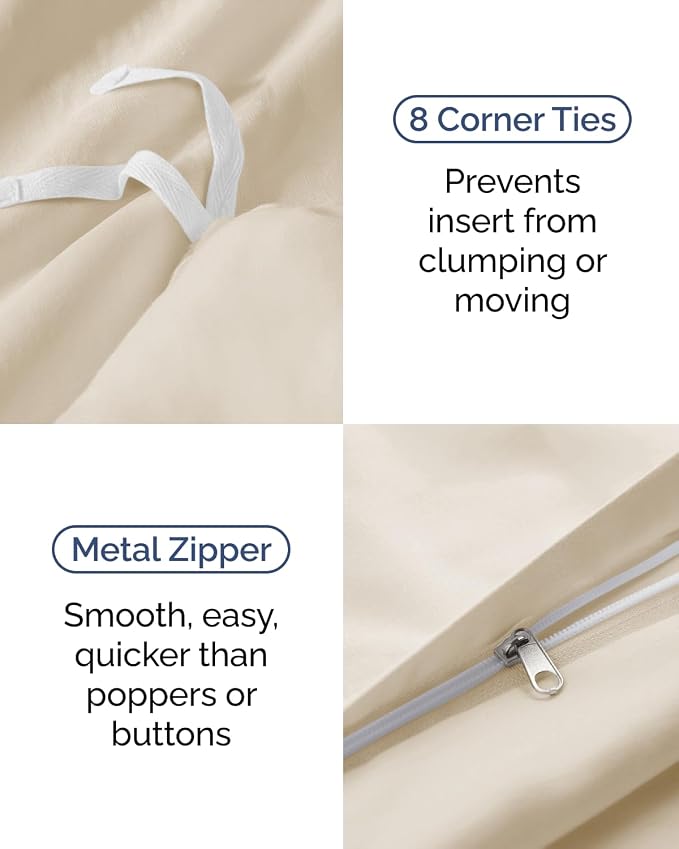 Duvet Cover Twin/Twin XL Size Set - Extra Soft Twin/Twin XL Duvet Cover 68" x 90" with 1 Pillow Sham for Women, Men, Kids & Teens - Comfy, Easy-Care & Fade Free w/ Zipper Closures & Ties (Off White)