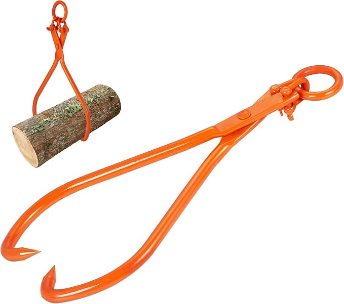 VEVOR Log Skidding Tongs, 32 inch 2 Claw Log Lifting Tongs, Heavy Duty Steel Lumber Skidding Tongs, 1543 lbs/700 kg Loading Capacity, Log Lifting, Handling, Dragging & Carrying Tool