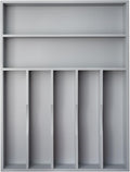 Besilord Silverware Organizer 13 Inch Gray Bamboo Kitchen Drawer Organizer 7 Slots Utensil Organizer Silverware Holder Cutlery Organizer Flatware Tray (Large)