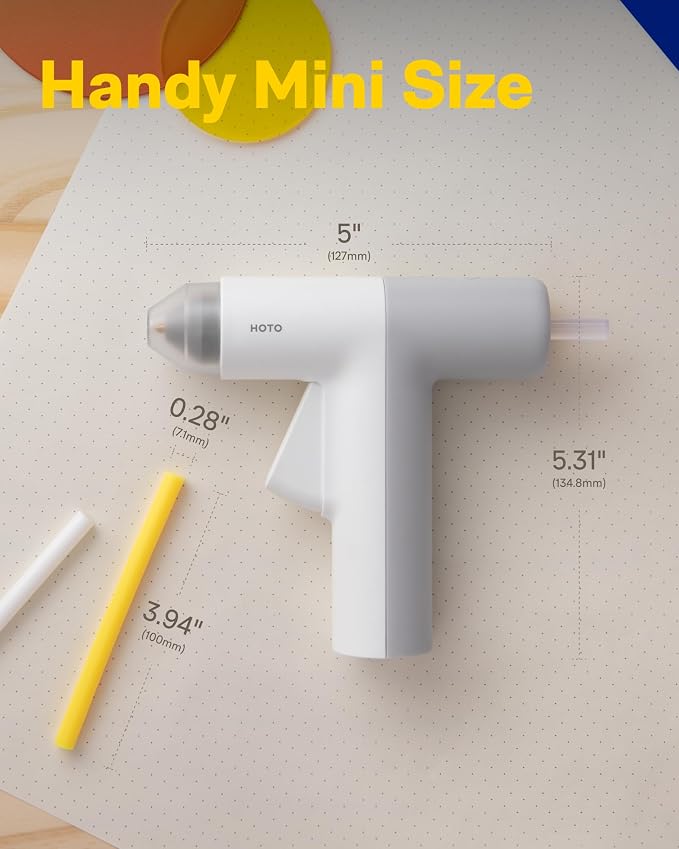 HOTO Cordless Hot Glue Gun, Mini Hot Glue Gun & 10 Colored Glue Sticks | 30s Fast Heating, Smart Power-off, Intelligent Temperature Control, Anti-Drip for School Crafts, DIY Arts, Home Repairs