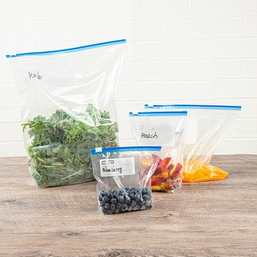 Restaurantware-Bag Tek 1 Pint Freezer Slider Bags, 1000 Disposable Zipper Pouch Bags - Slide Zipper, Expandable Bottom, Clear Plastic Freezer Bag, With Write-On-Label, For Food Storage