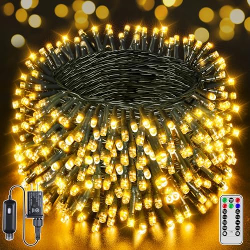 BrightChristmas 1000 LED 328 FT Christmas Lights, Waterproof Outdoor String With Remote and Timer, 8 Modes Dimmable, Fairy Lights for Holiday Decor (Warm White)