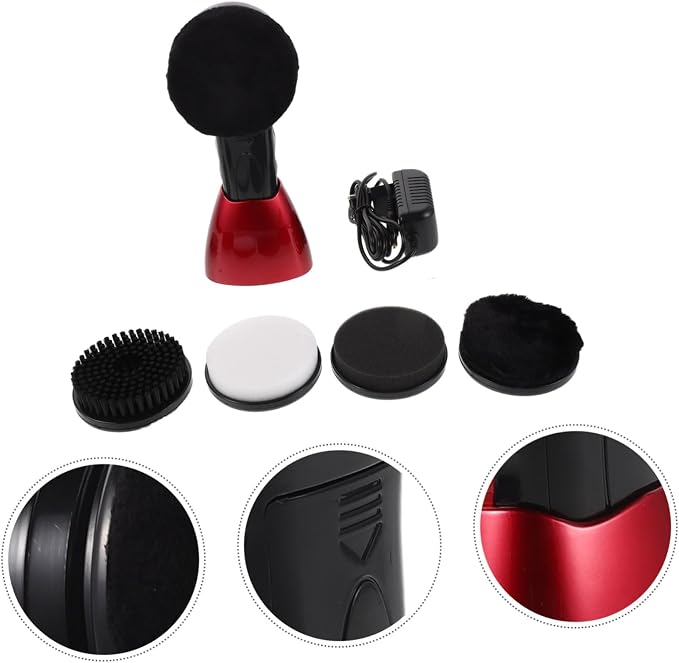 MERRYHAPY Electric Shoe Polishing Brush for Sneakers and Leather Shoes with Dual Power and Interchangeable Replacement Brush Heads for Daily Maintenance and Travel