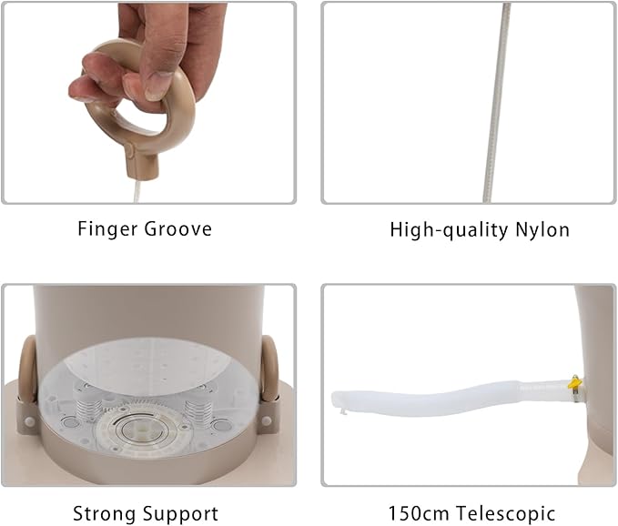 2.4Gal Manual Clothes Dryer Portable Mini Dryer for Clothes, Foot Powered Compact Spin Dryer Machine, Non Electric Laundry Dryer for RV, Camping, School, Apartment, Dorm (Khaki)